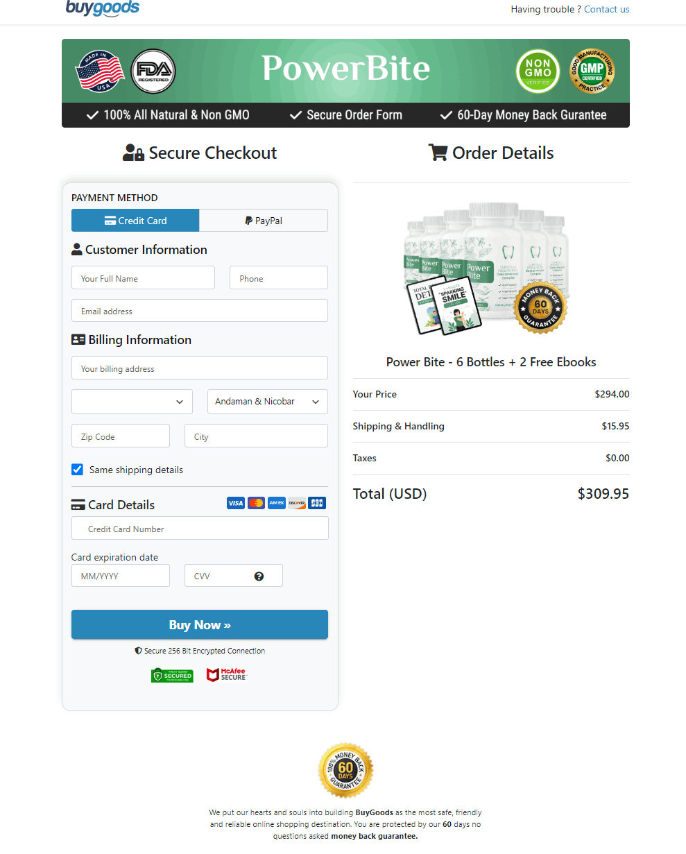 PowerBite Secure Order Form